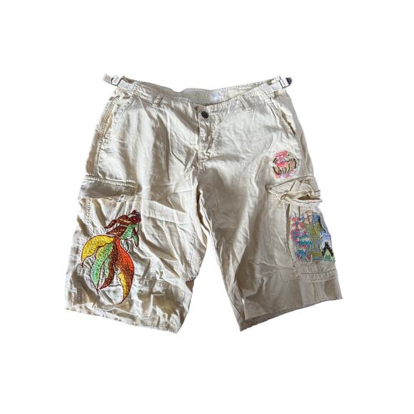 Da-Nang yellow y2k embroidered cargo shorts - Picture 1 of 10